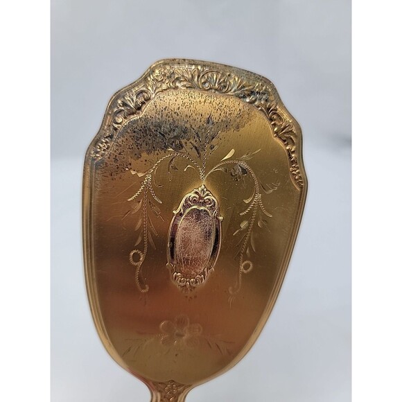 Vintage Gold Vanity Hairbrush Floral Design 10" With Removable Brush - Picture 4 of 7